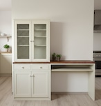 ♪ ワークスペースがついたキッチン家具 食器棚 ナチュラル カントリー T5003