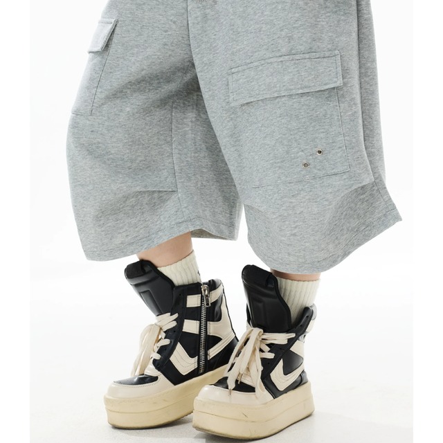 simple grey cropped pants　グレーシンプルクロップドパンツ　J2091
