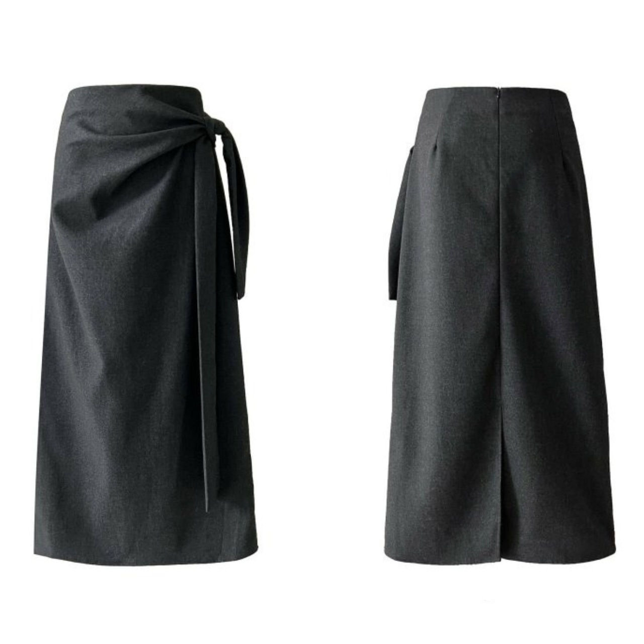 Wrap-style midi pencil skirt T3988