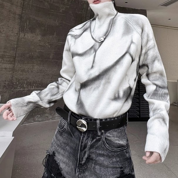 スモークマーブルハイネックニット 2color MTO0491