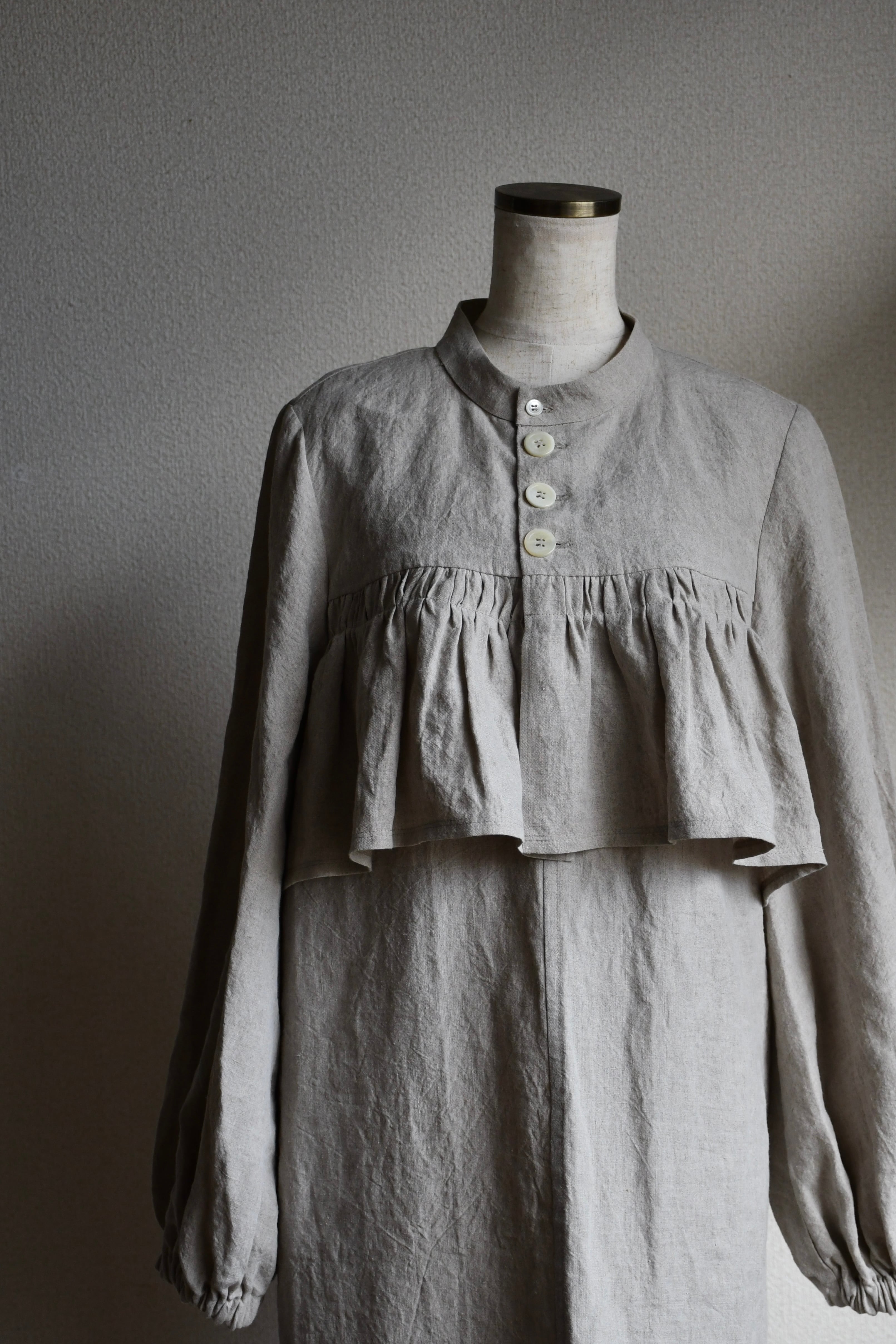 Linen frill short bolero Col:生成り