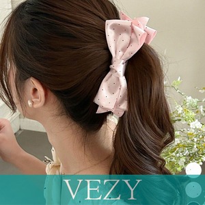 バナナクリップ ドット柄リボン 韓国風 ヘアアクセサリー まとめ髪 髪留め ハーフアップ ヘアアレンジ おしゃれ 大人可愛い カジュアル プレゼント ヘアアクセサリー  VEZY ベジー  ItemNo.【24057436】