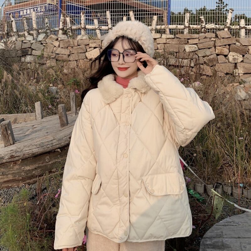 ウィンタールーズファーカラーベルベットジャケット コート コットン 冬物 萌量不足91155240722