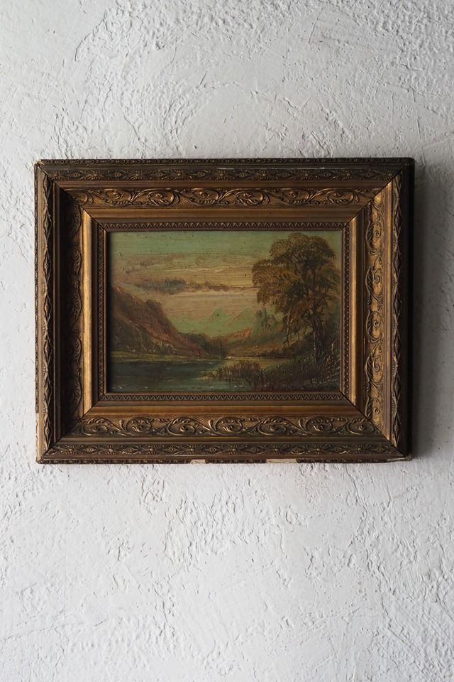 山河を描いた油絵-antique oil painting frame