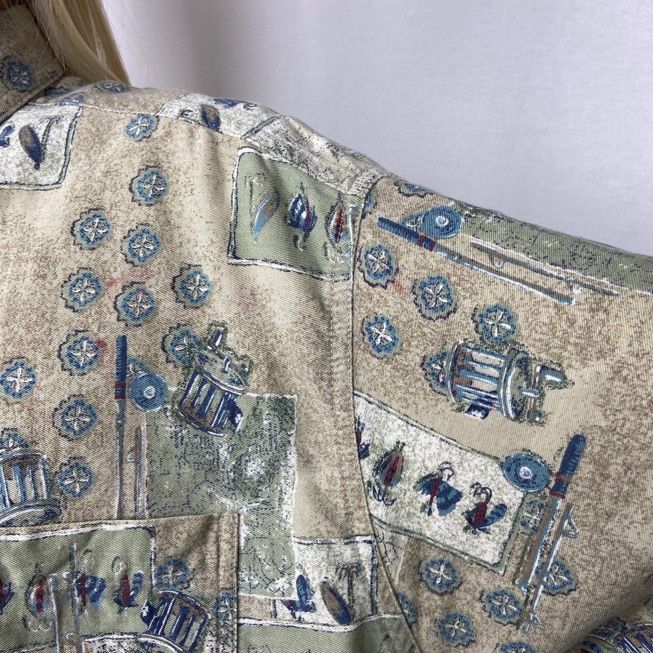 WOOLRICH ウールリッチ フィッシング 釣り 半袖 コットン 総柄シャツ 