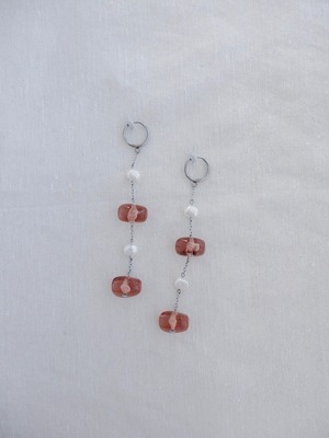 ¹⁶ peach orange×chain×pearl ︴accessory