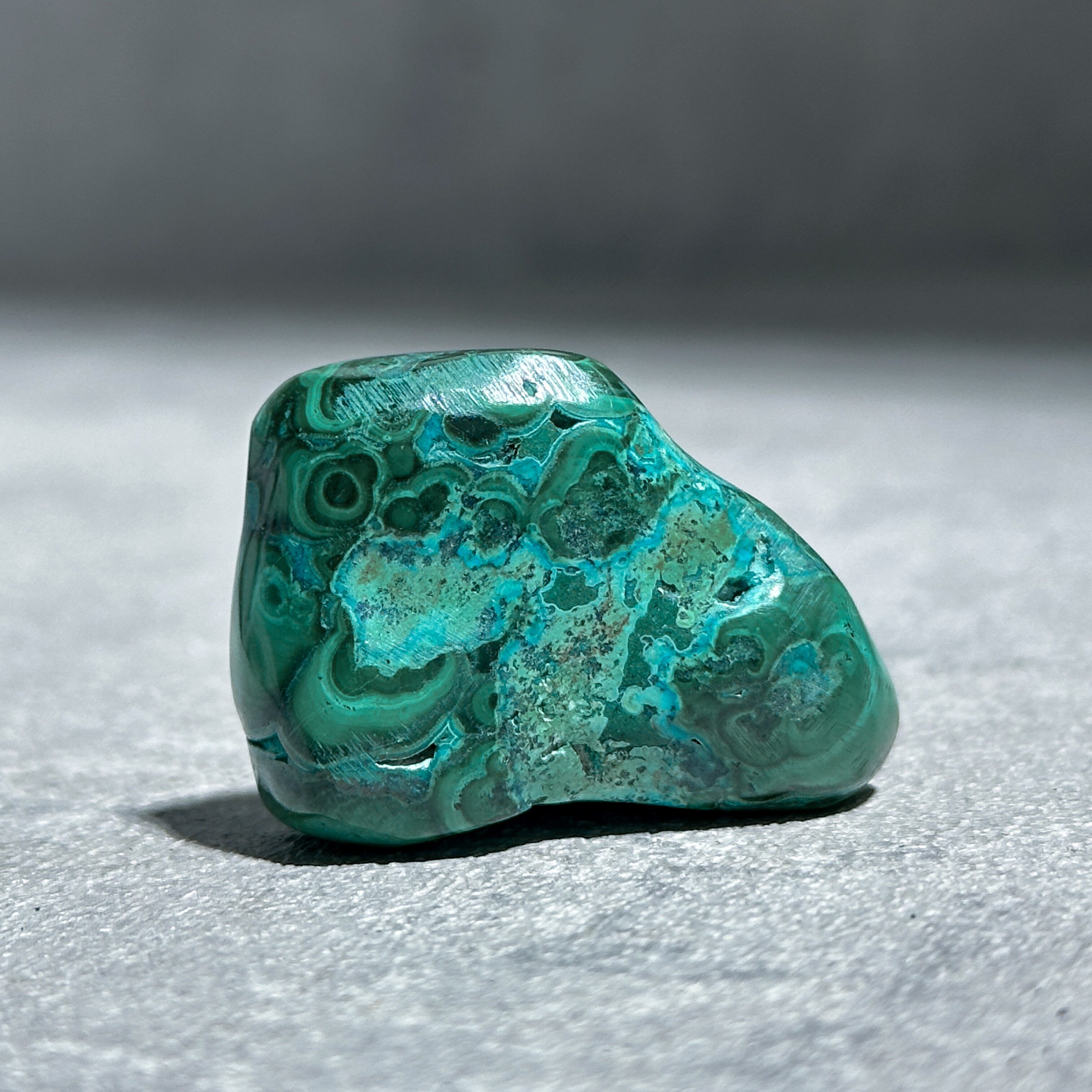 マラカイト with クリソコラ（マラコラ） タンブル05◇ Malachite with
