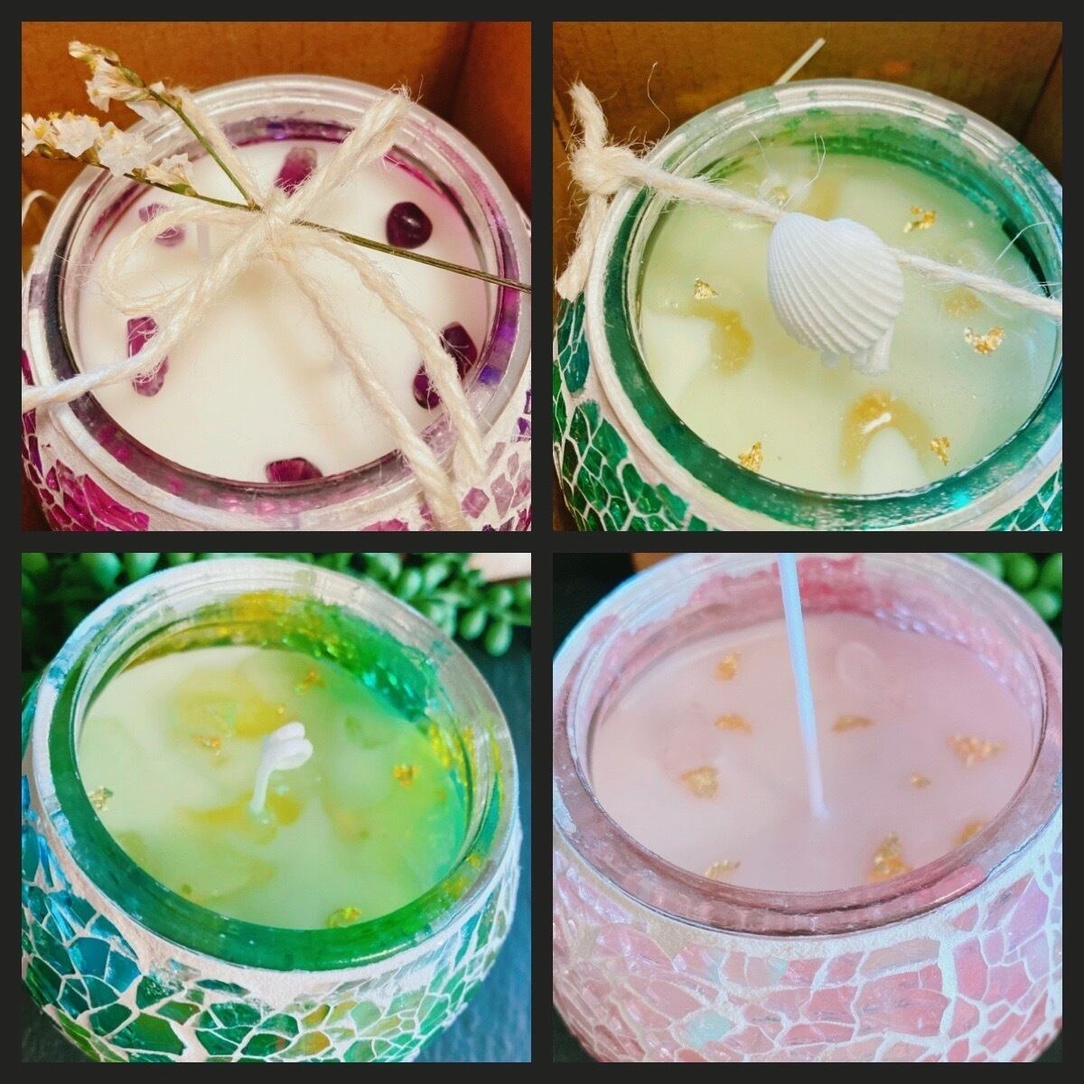 オーダーメイド ステンドグラスキャンドル 木芯 | Arcadian Moon