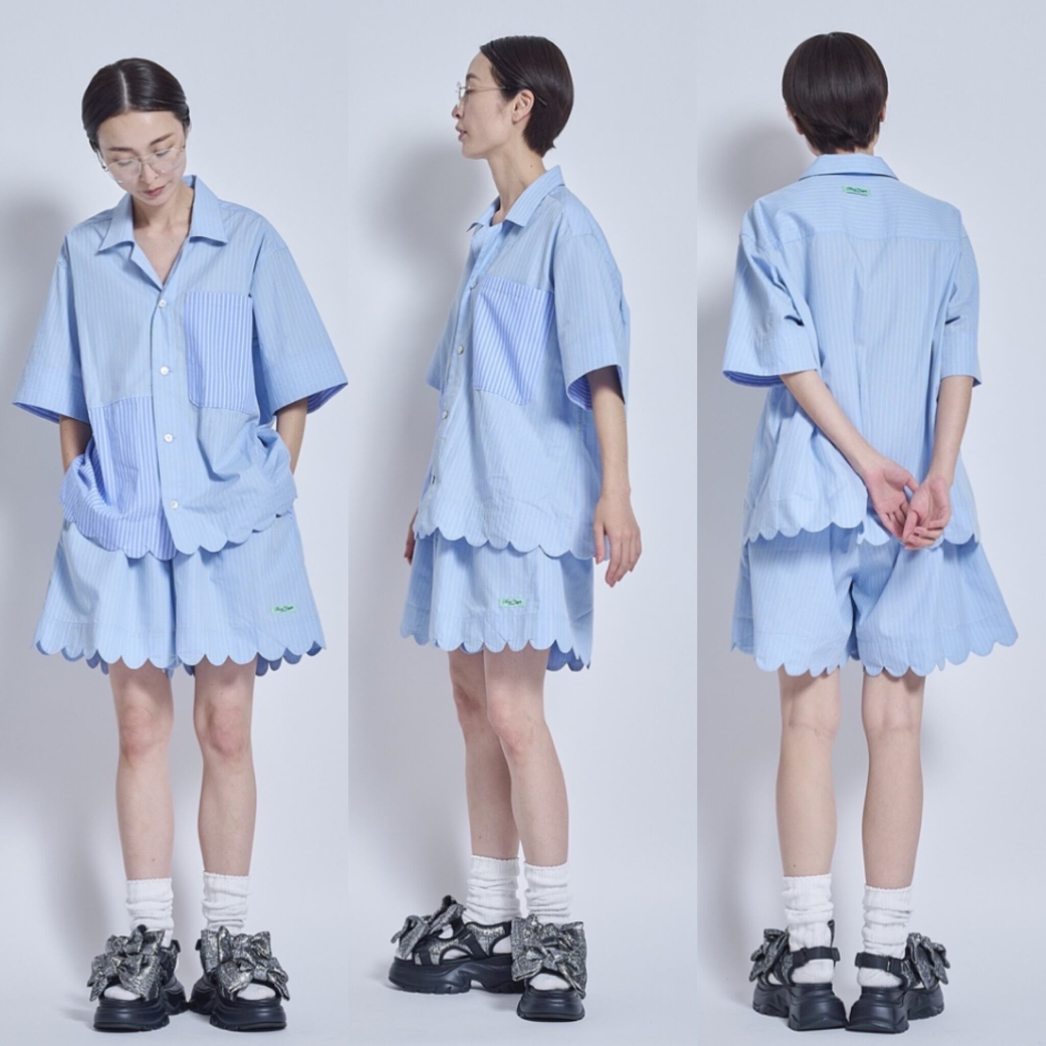 予約販売【 THOMAS MAGPIE 】Stripe×Stripe short pants (2262314) 4月