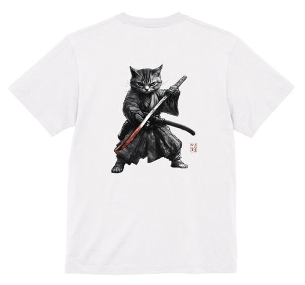 闘志を纏う侍猫」 Tシャツ 半袖 | にやん暦堂