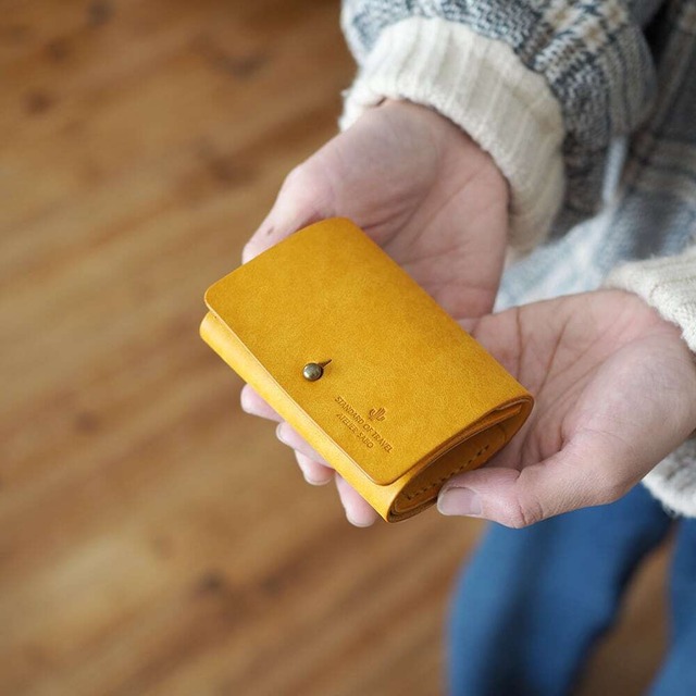 お札を折らない ミニ財布【ターコイズ×イエロー】