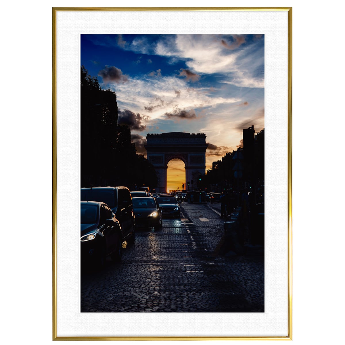 夕日写真 フランス パリ 夕陽を背にするエトワール凱旋門 インテリア