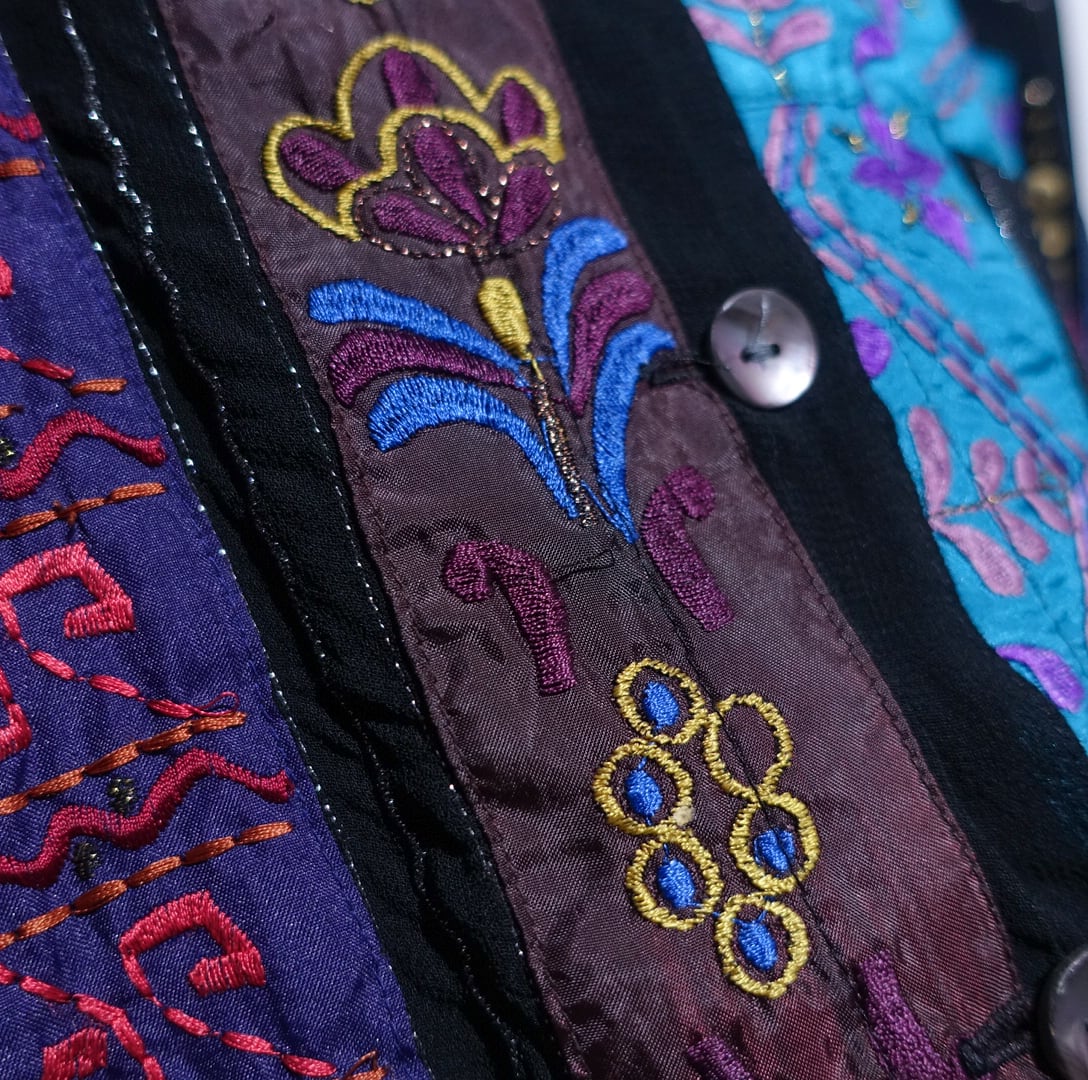 90s “CHICO'S” Various Embroidered & Sheer Patchwork Jacket | 古着