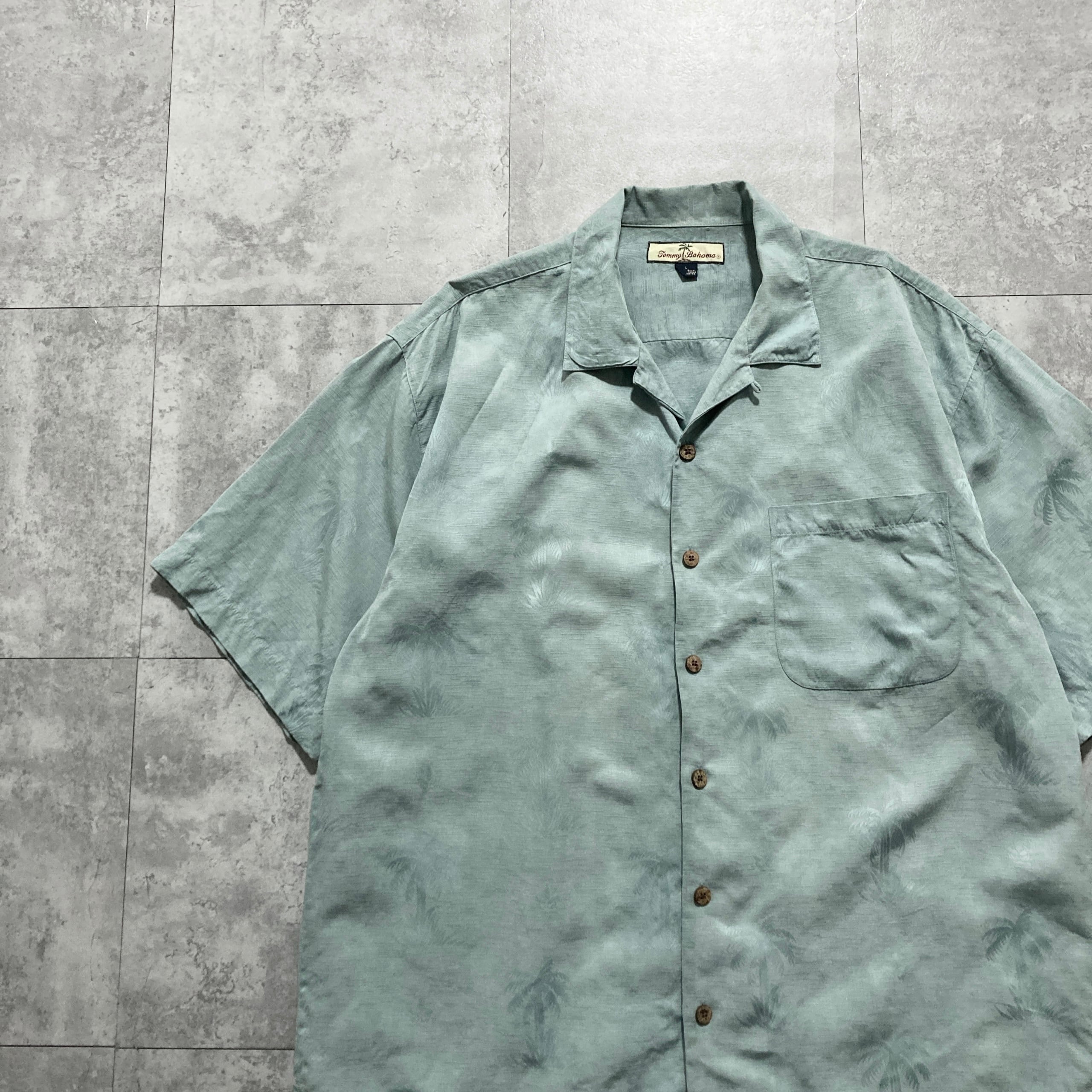 Size.M】Tommy Bahama トミーバハマ シルク100% 総柄 開襟シャツ
