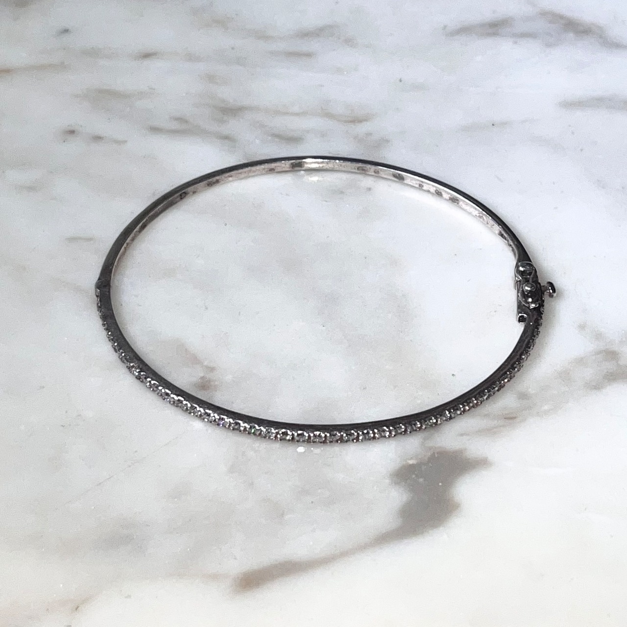 vintage silver rhinestone narrow bangle