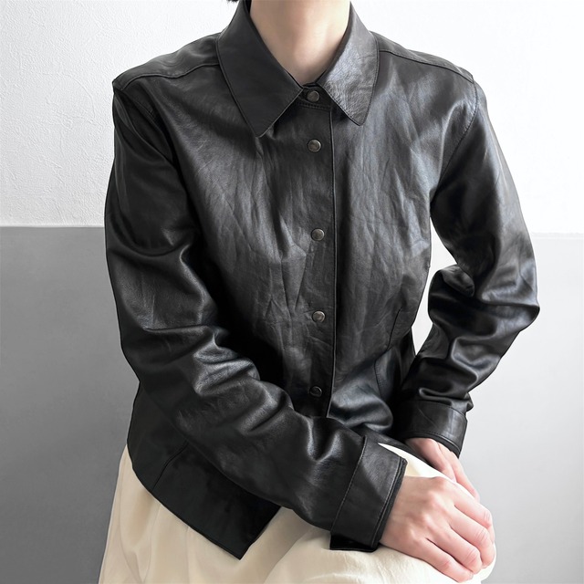 Black Leather Shirt Jacket