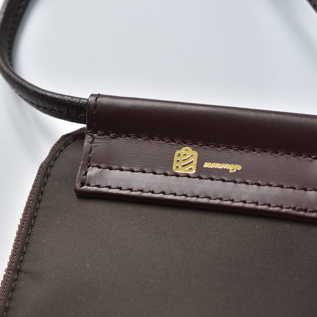 mononogu もののぐ MS2-DV モバイルショルダー・チョコ イタリア製のリモンタナイロンを使用した高級感があり機能的なモバイルショルダー