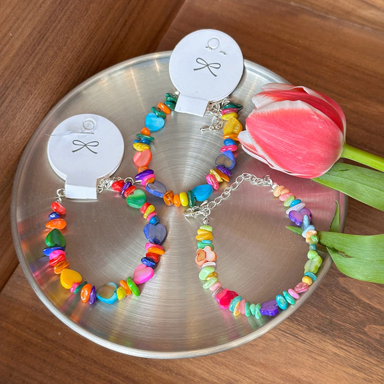 GOODSビーズハートブレスレット