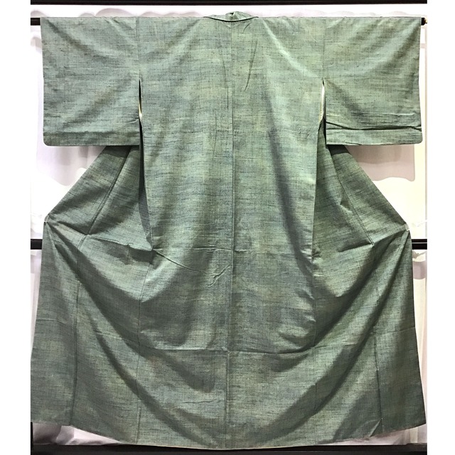 正絹・紬・着物・緑地・No.200701-0585・梱包サイズ60