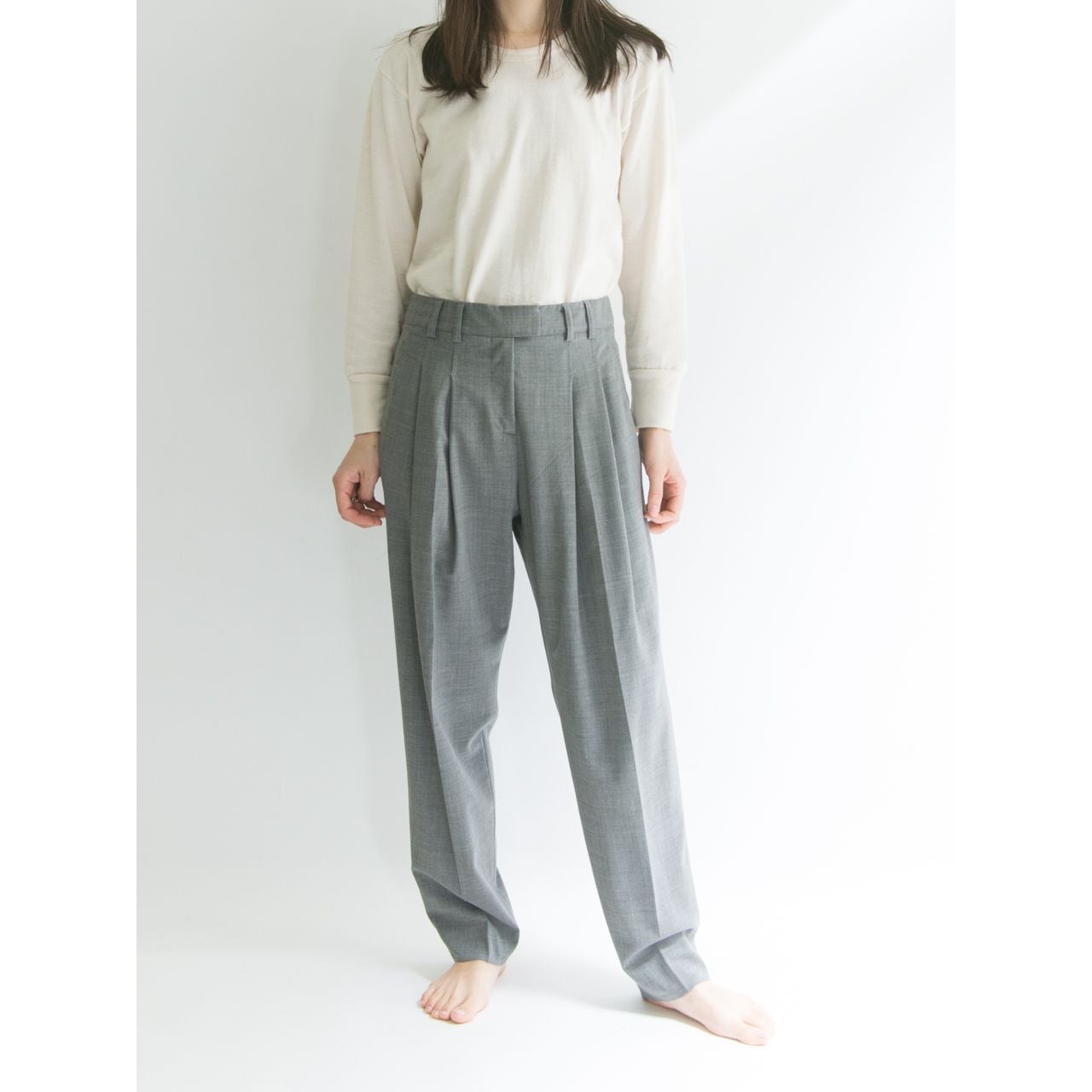【Made in Italy】Stretch wool 2tuck trousers（イタリア製 ストレッチウール2タックトラウザーズ パンツ）4d