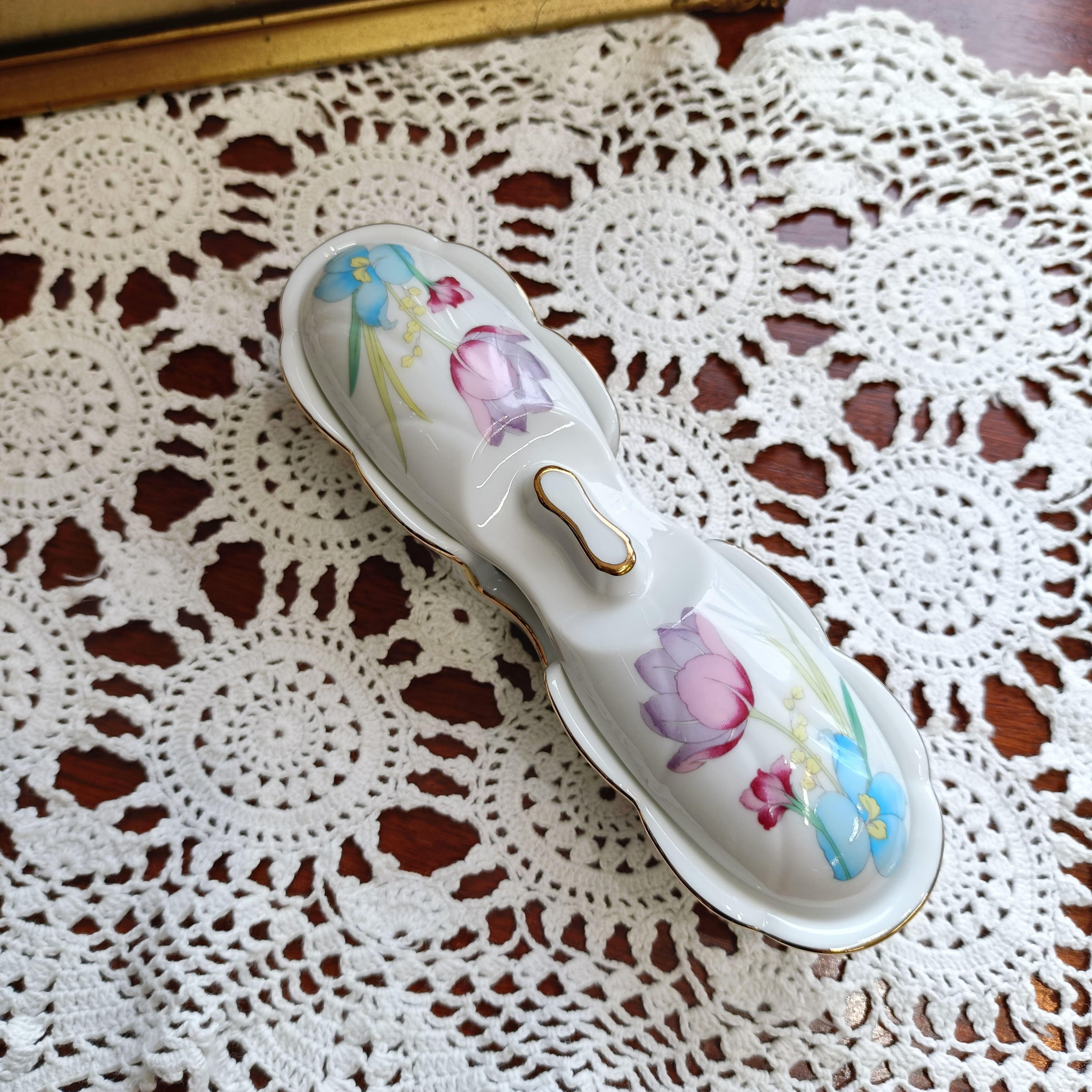 カトラリーケース ティースプーン入れ 花柄 陶器 テーブルウェア G035