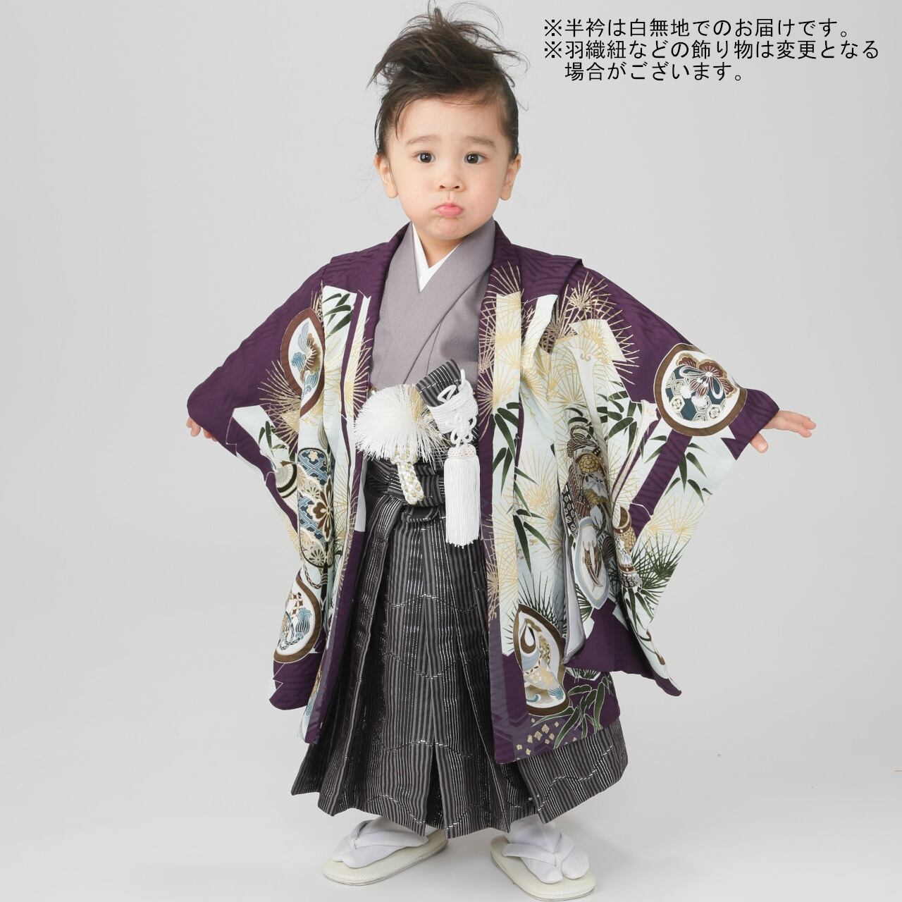 レンタル】七五三着物 3歳 男の子 乙葉 紫 【S118-D278（8160-8152