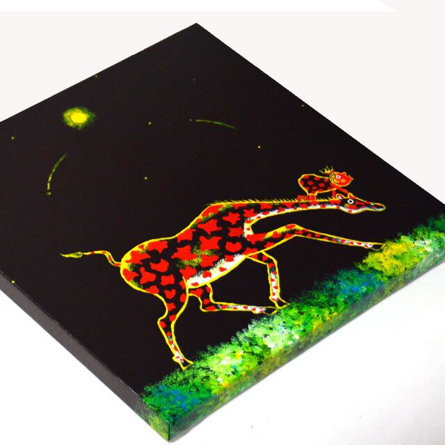 キリンのバンとザイちゃん」キャンバス地レプリカ 正方形（S6サイズ