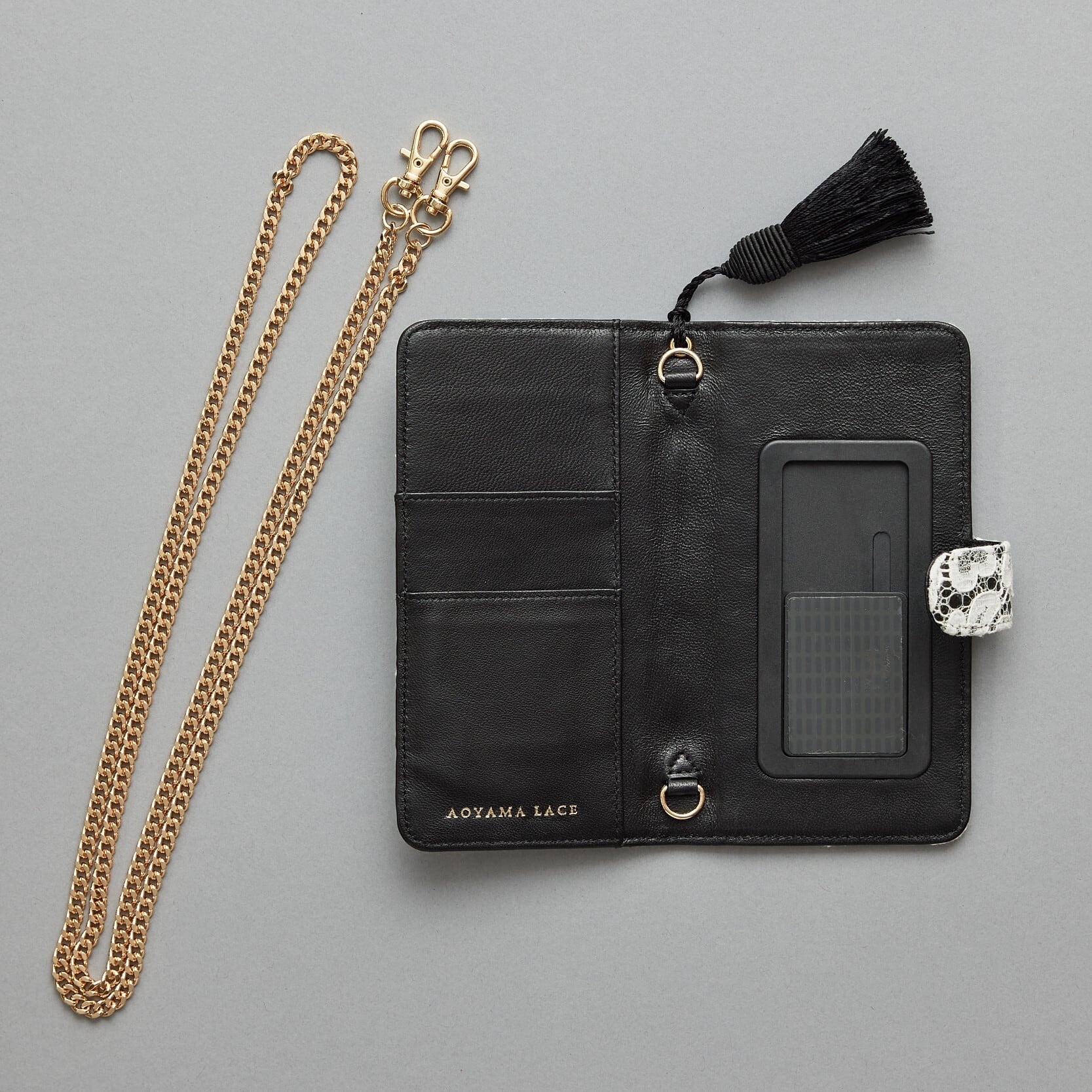 新品スマホケースAOYAMA LACE ブラック レース リバーレースのスマフォケース（黒） | AOYAMA LACE-青山レース-