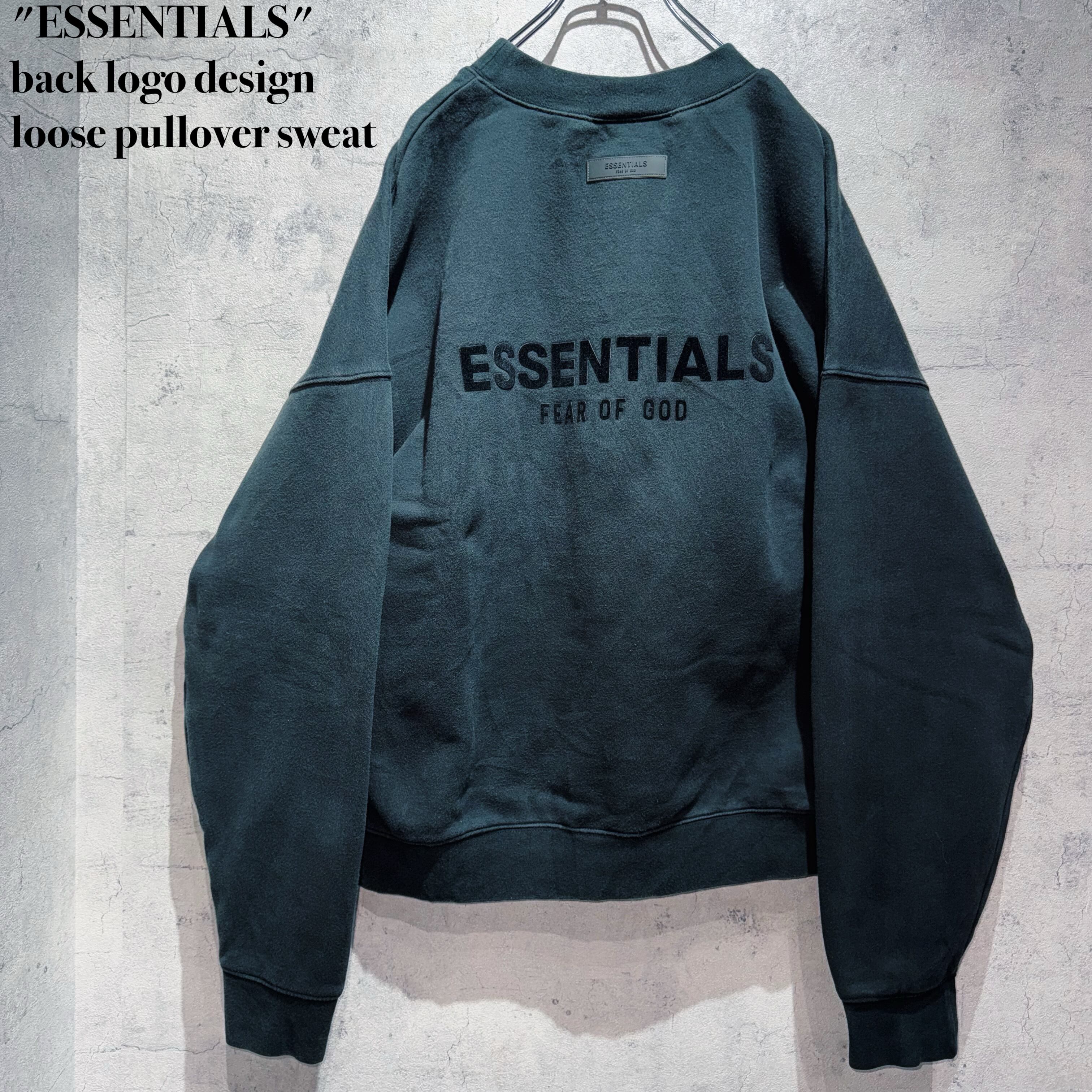 "ESSENTIALS"back logo design loose pullover sweat