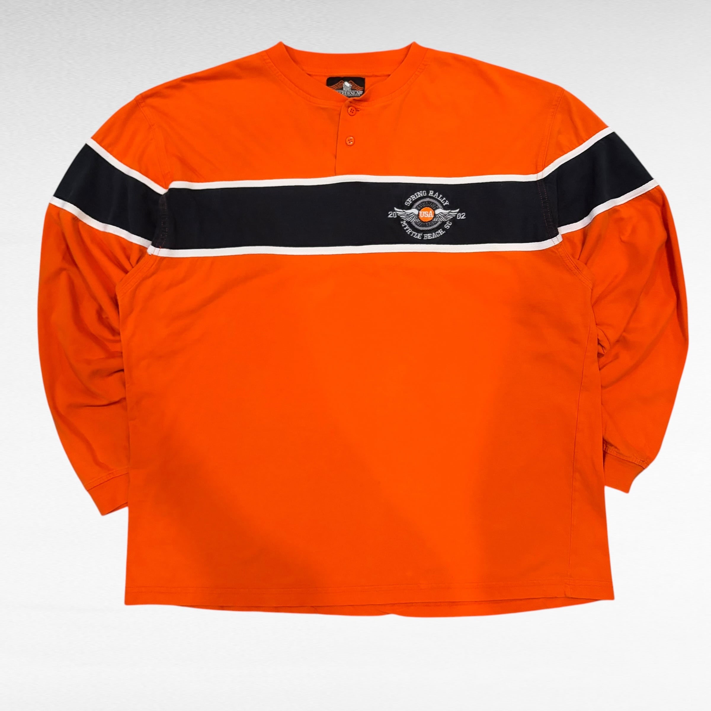 BIKER DESIGN COLLECTION embroidery henry neck long sleeve t-shirt