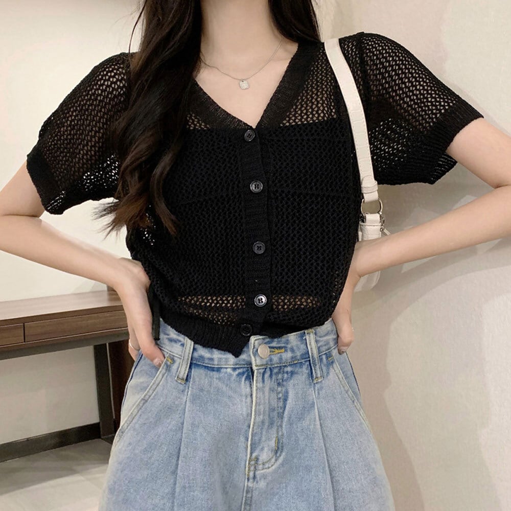 メッシュ ニット カーディガン レディース 春夏秋 韓国 透かし編み きれいめ 大人 かわいい トップス 羽織り おしゃれ 重ね着 Vネック ゆったり 肌見せ 大人可愛い 大人女子