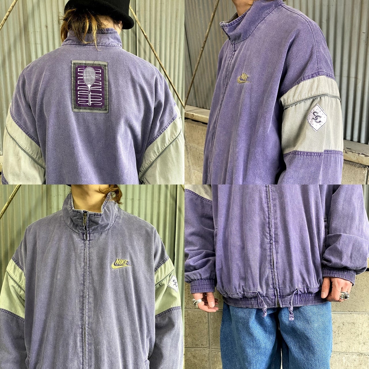 レアアイテム 90年代 銀タグ NIKE ナイキ SUPREME COURT コットンジャケット メンズXL 古着 ブルゾン サプリームコート 90s  ヴィンテージ ビンテージ スウォッシュロゴ刺繍 バックロゴ 切り替え パープル×グレー 紫色 灰色【ブルゾン・ジャケット】 | cave ...