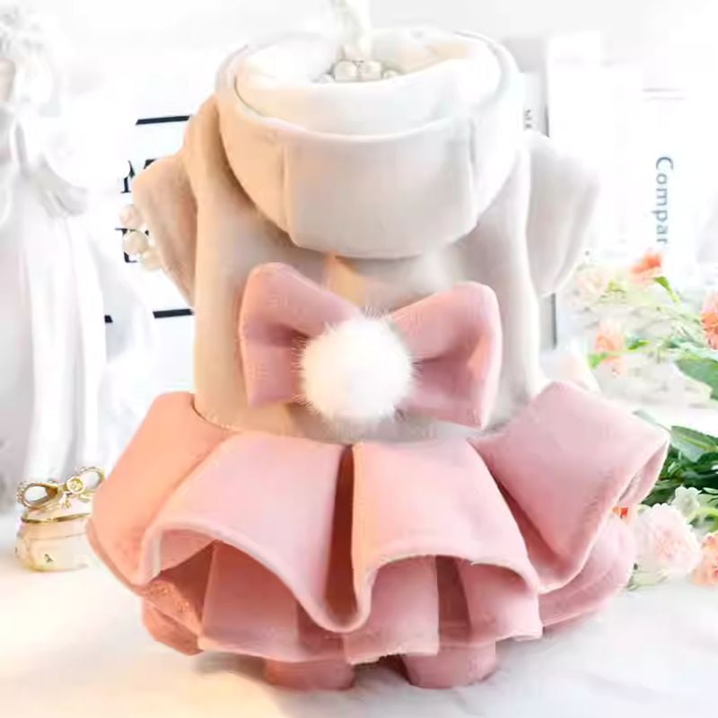 フリース素材のボックススカートワンピース 犬服 00991