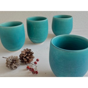丹波焼 たまごカップ 碧（みどり） 高さ9cm