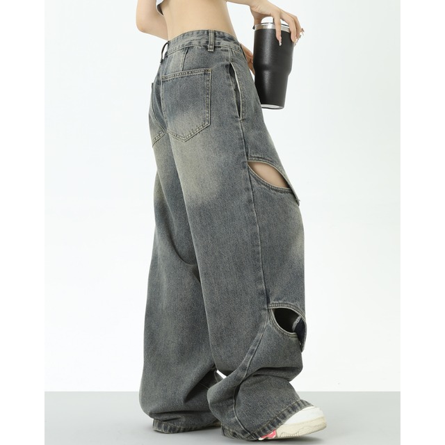 wave cutout design denim　ウェーブカットアウトデザインデニム　J1017