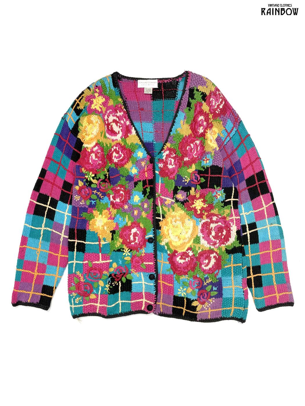 極美品　フィッチェ　タートルネック　ニット　でかロゴ　ドン小西　XL相当　総柄 FICCE 1980s フィッチェ 総柄 タートルネックニットセーター 古着屋