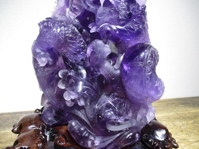 [送料無料][高品質][超美品] 総高約35cm 特大アメシスト龍