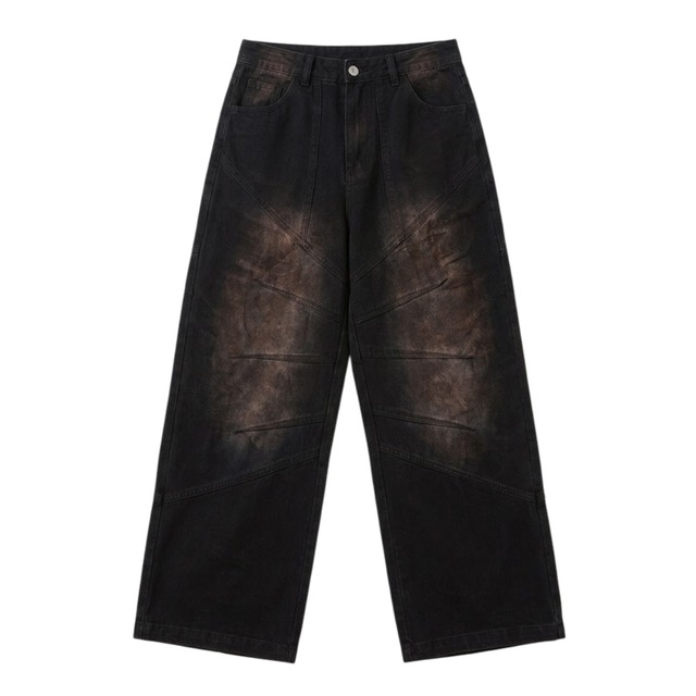 Distressed washed denim pants 0004