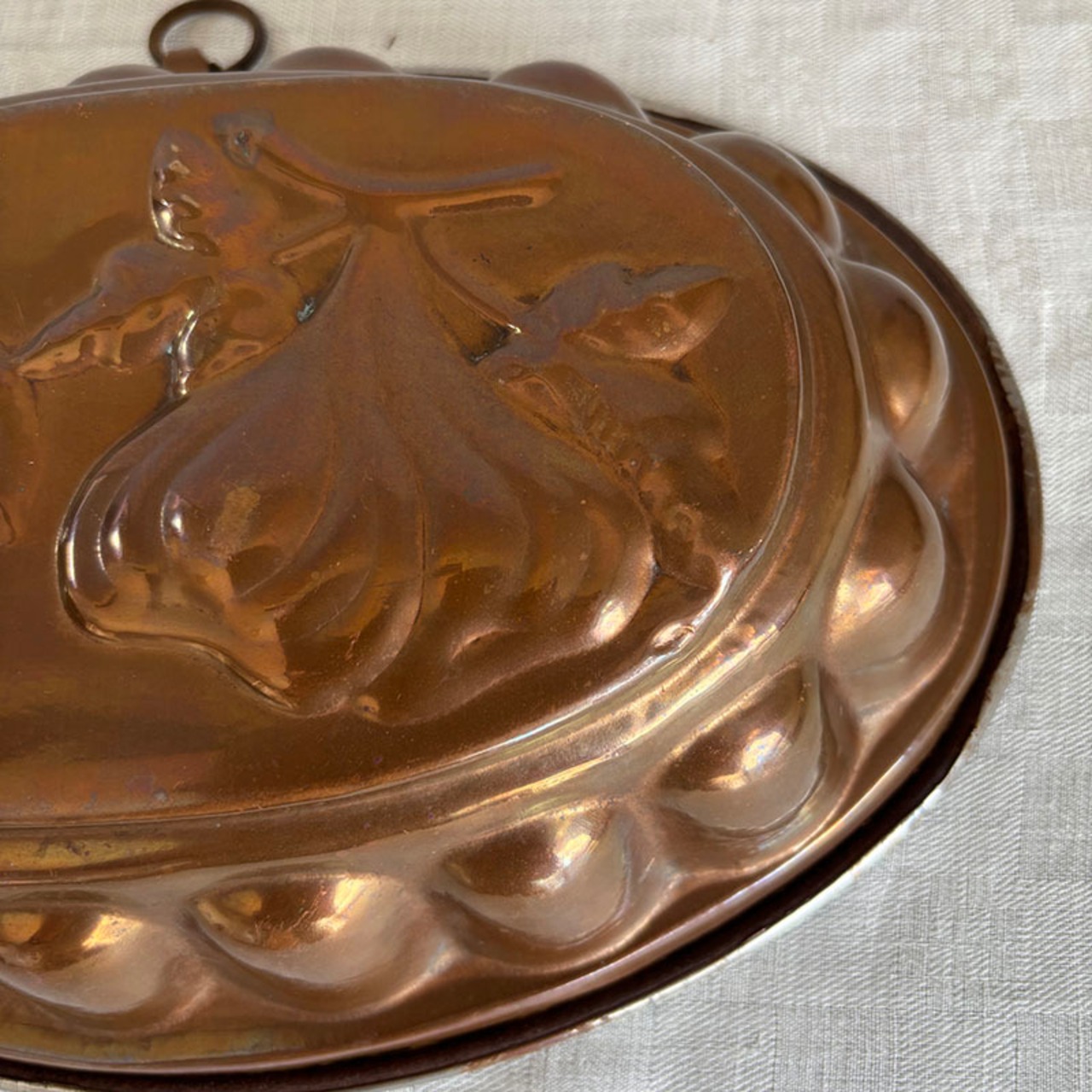 コッパーモールド　お菓子焼型　フルーツ柄大きなオーバル（壁掛けリング付き）  19kwe18-1