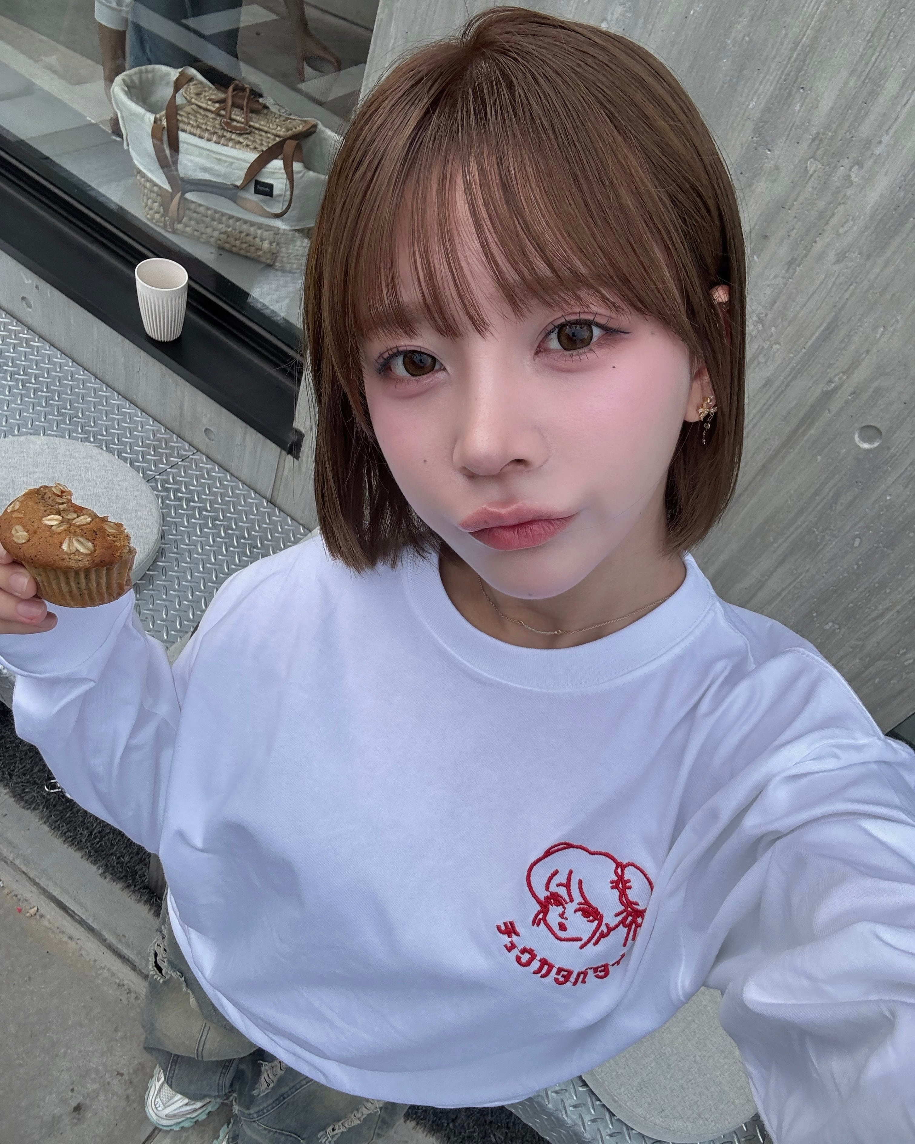 LOGO long sleeve T-shirt 【White】 | チュウカタベタイ
