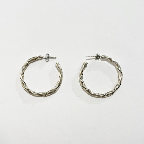 Vintage 925 Silver Twist Hoop Pirced Earrings