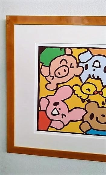 どんぐり「 どんぐり幼稚園のあそびじかん」版画（ 3/100）額縁外寸