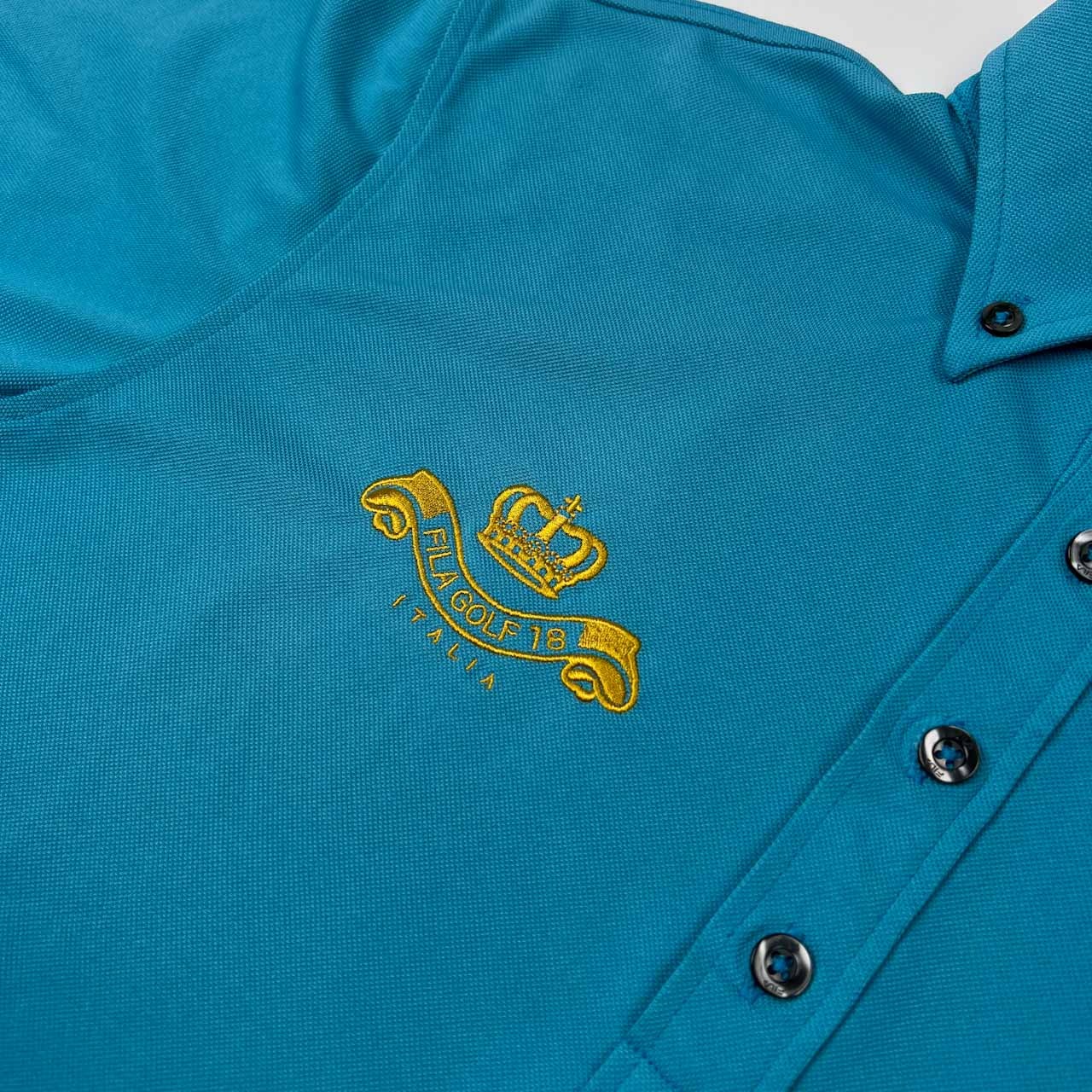 FILA GOLF フィラ ゴルフ ワッペン BD 半袖 ポロシャツ サイズ L /メンズ/水色系/スポーツ