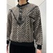 80's trutus biancara レザー切り替えニット