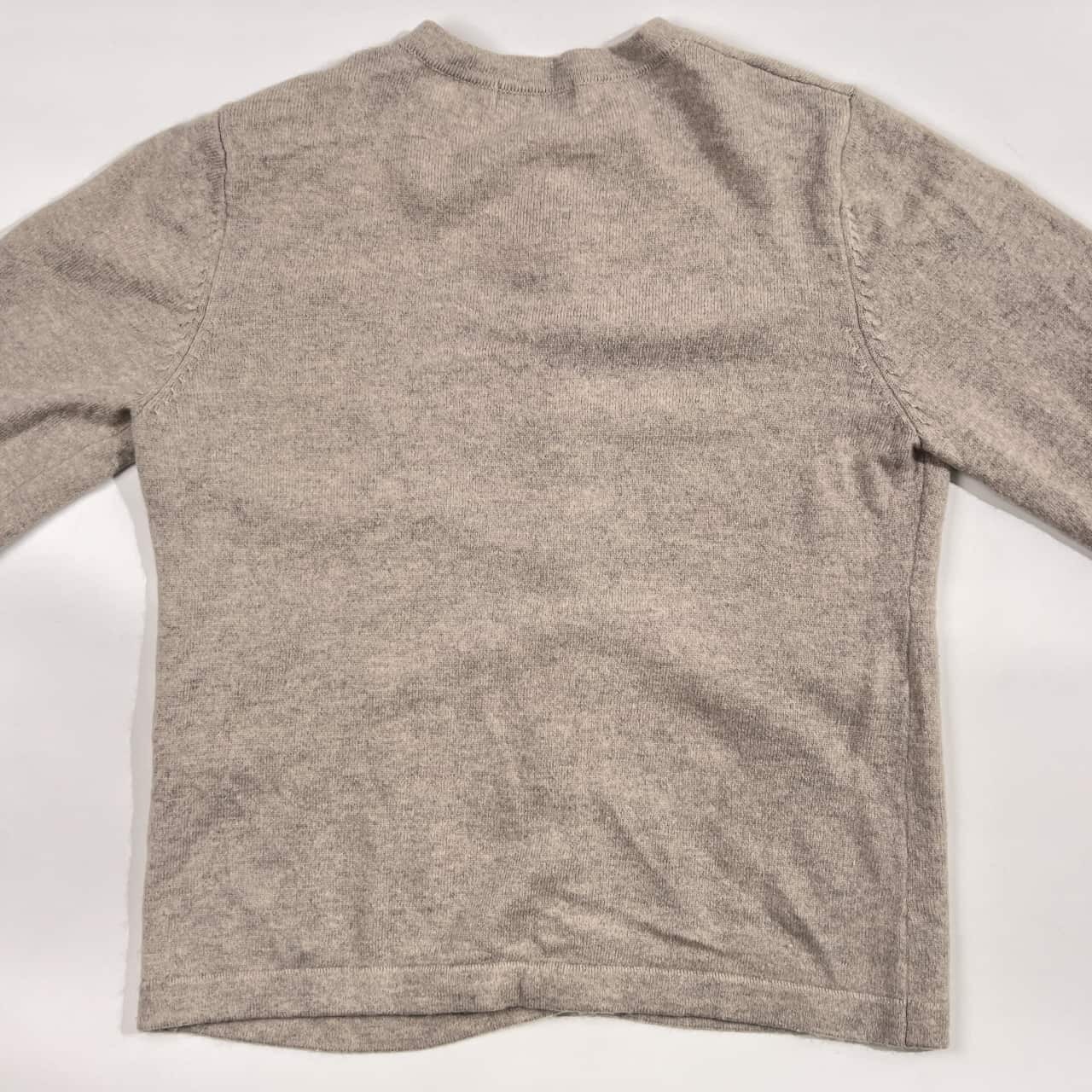 カシミヤ100% SOAGE ソアージュ ビーズ バラ柄 ニット カーディガン M-L/グレー レディース