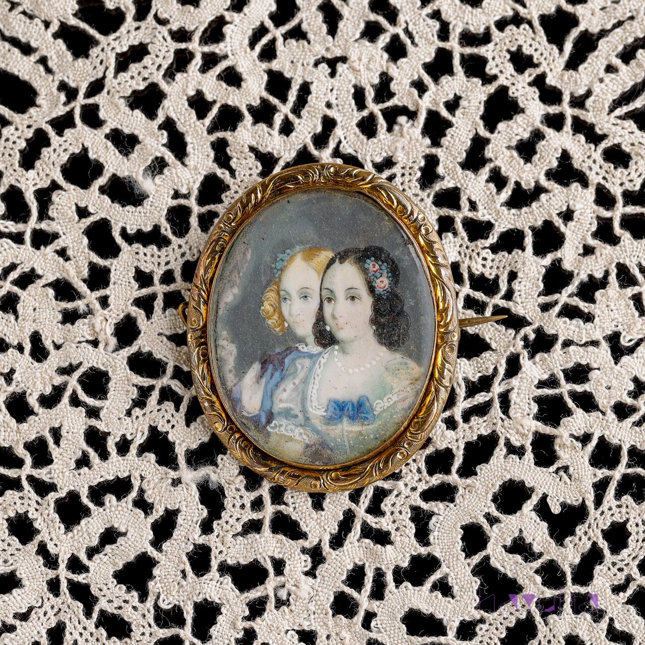 アンティーク ミニアチュール ゴールドプレート コッパー オーバル