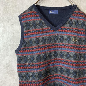 FRED PERRY argyle mohair vest size L 配送A