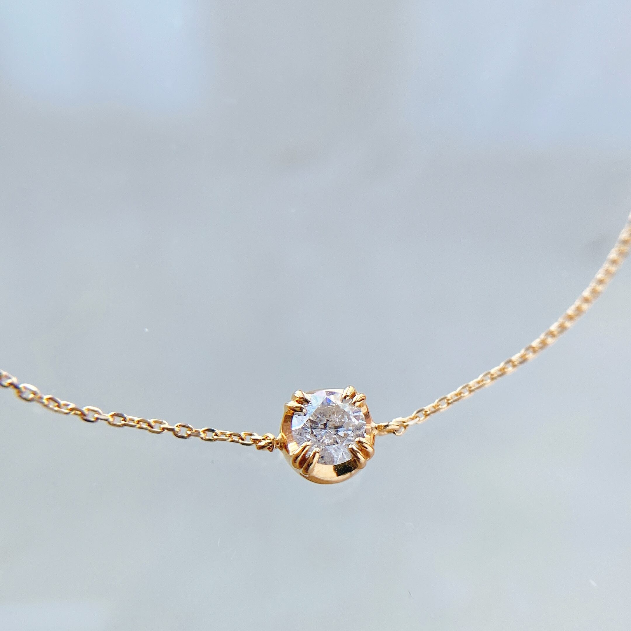 一粒ダイヤモンド 0.25ct カニ爪 K18YG ブレスレット 爪留め 18金