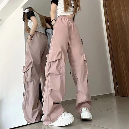 女性用ハイウエストカーゴパンツ,ドローストリング付きバギースウェットパンツ,ラージポケット,ヒップホップスタイル,ストリートウェア,y2k y2k ボトムス  T240831222755_03