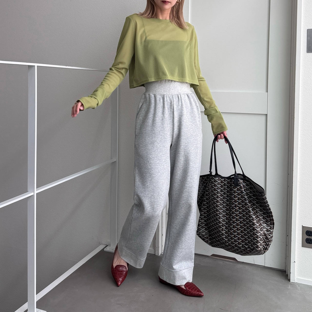 crew neck tulle sheer short tops/lime